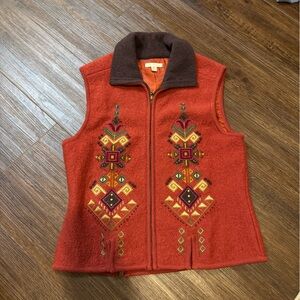 Red and Brown Embroidered Vest